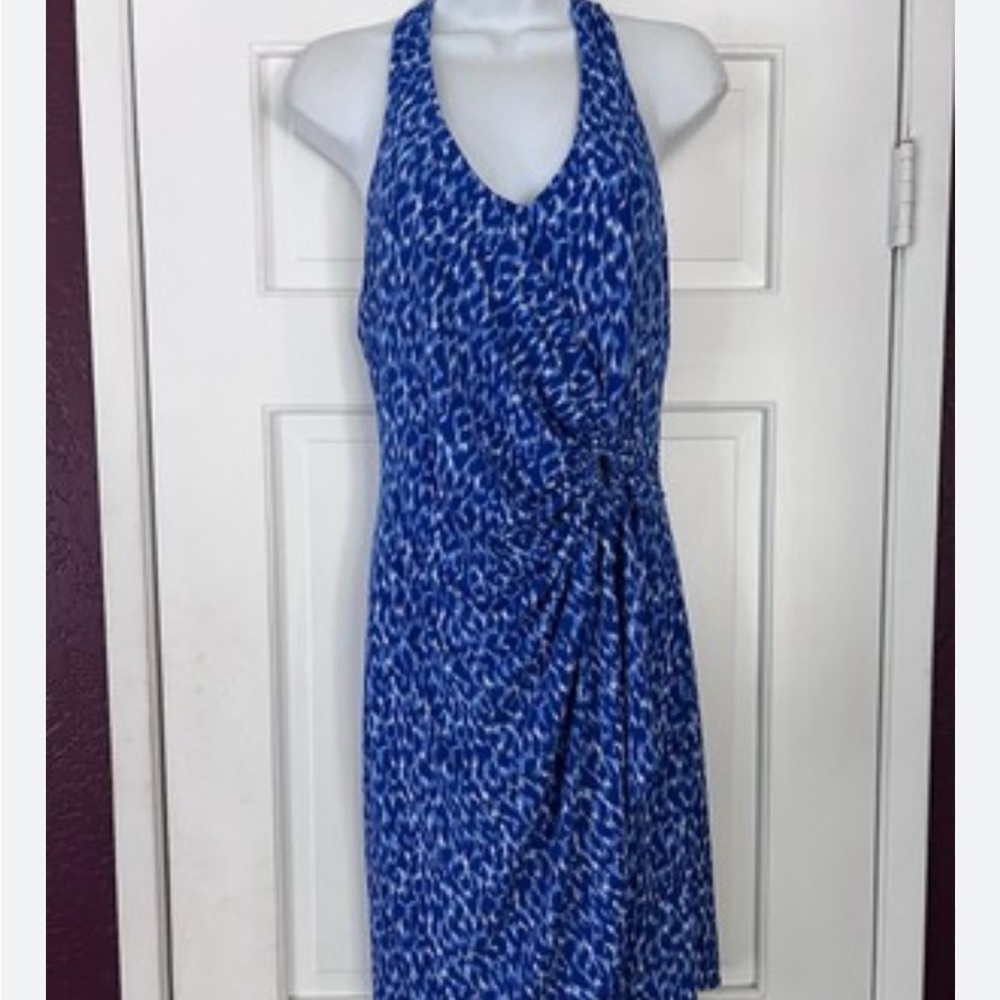 Tommy Bahama Clara Blue Patterned, backless, halter Dress size XL -Large is sold